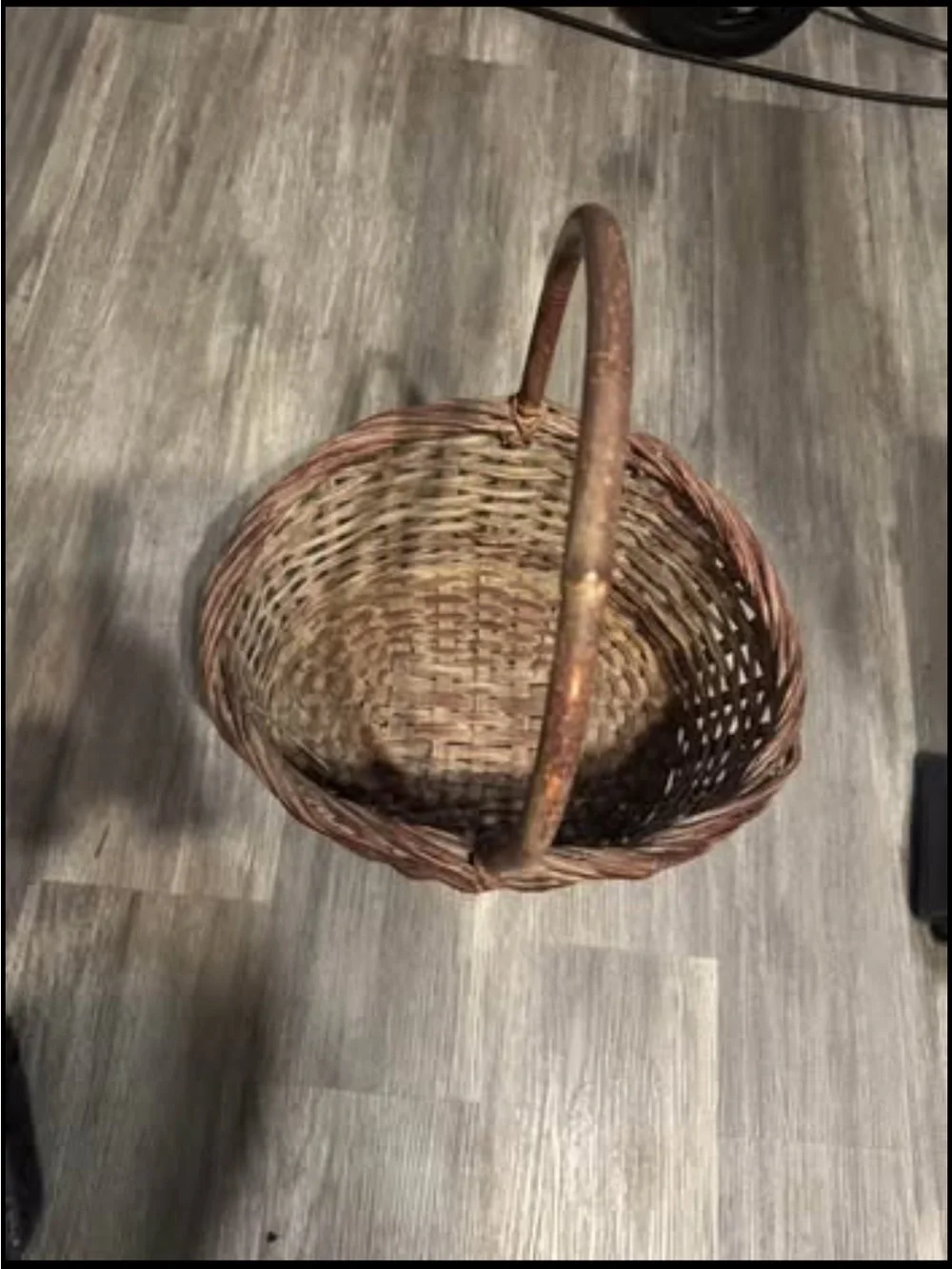 Rustic Brown Woven Basket with Handle - Home Accents